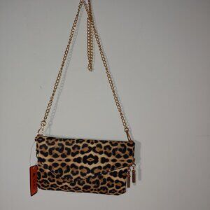 ALBA Leopard Envelope Clutch Crossbody Bag Brown